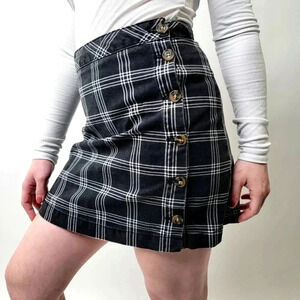 H&M Black & Plaid Skirt - 6
